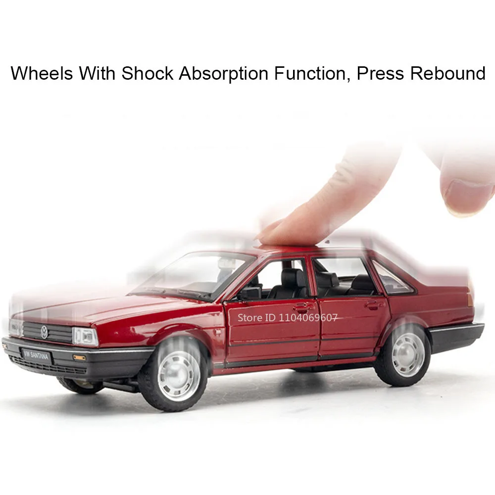 1:24 Santana Miniaturowy model samochodu Zabawki Alloy Diecast 6-drzwiowy otwarty dźwięk Światło Ozdoba Pojazdy dla dzieci Prezenty
