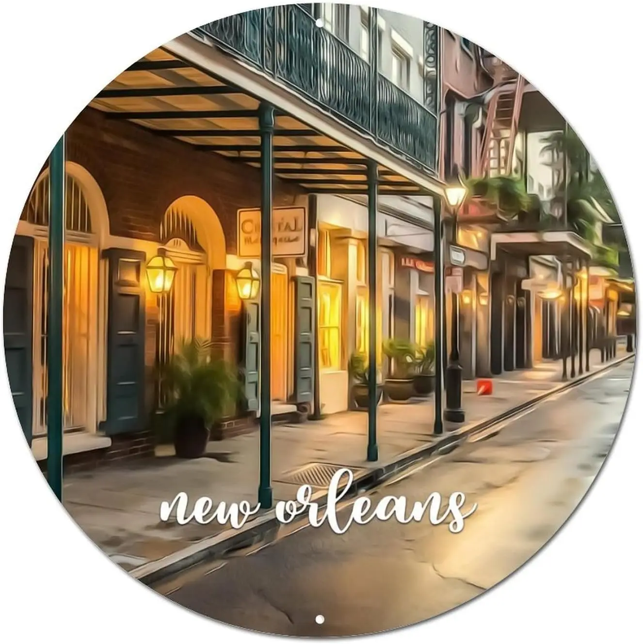 Металлический знак на входную дверь, США, город Новый Орлеан, металлические знаки, американский город в штате Луизиана, винтажные металлические знаки, акварель, искусство, город