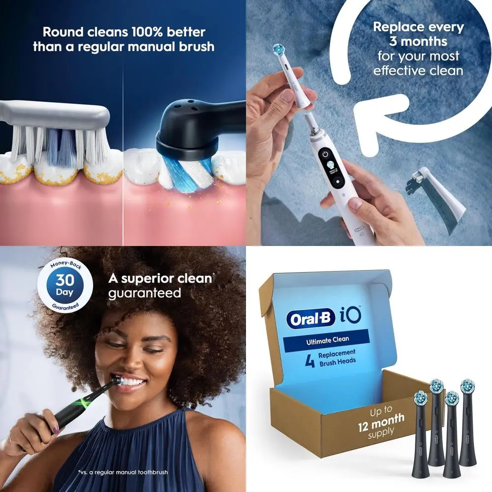 

Набор из 4 сменных насадок для электрической зубной щетки Ultimate Clean, черные