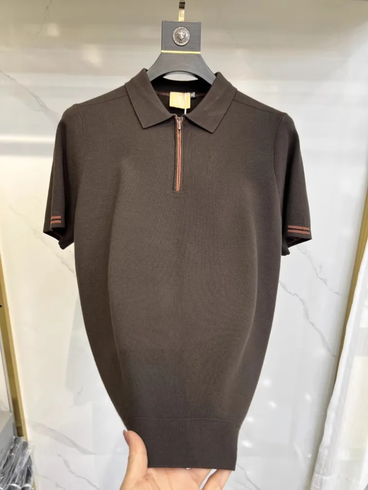 

Fall Faionable Men's Knitted ort Sve irt High Quali Versatile Busin Sle European Goods High-End Sensation Han...