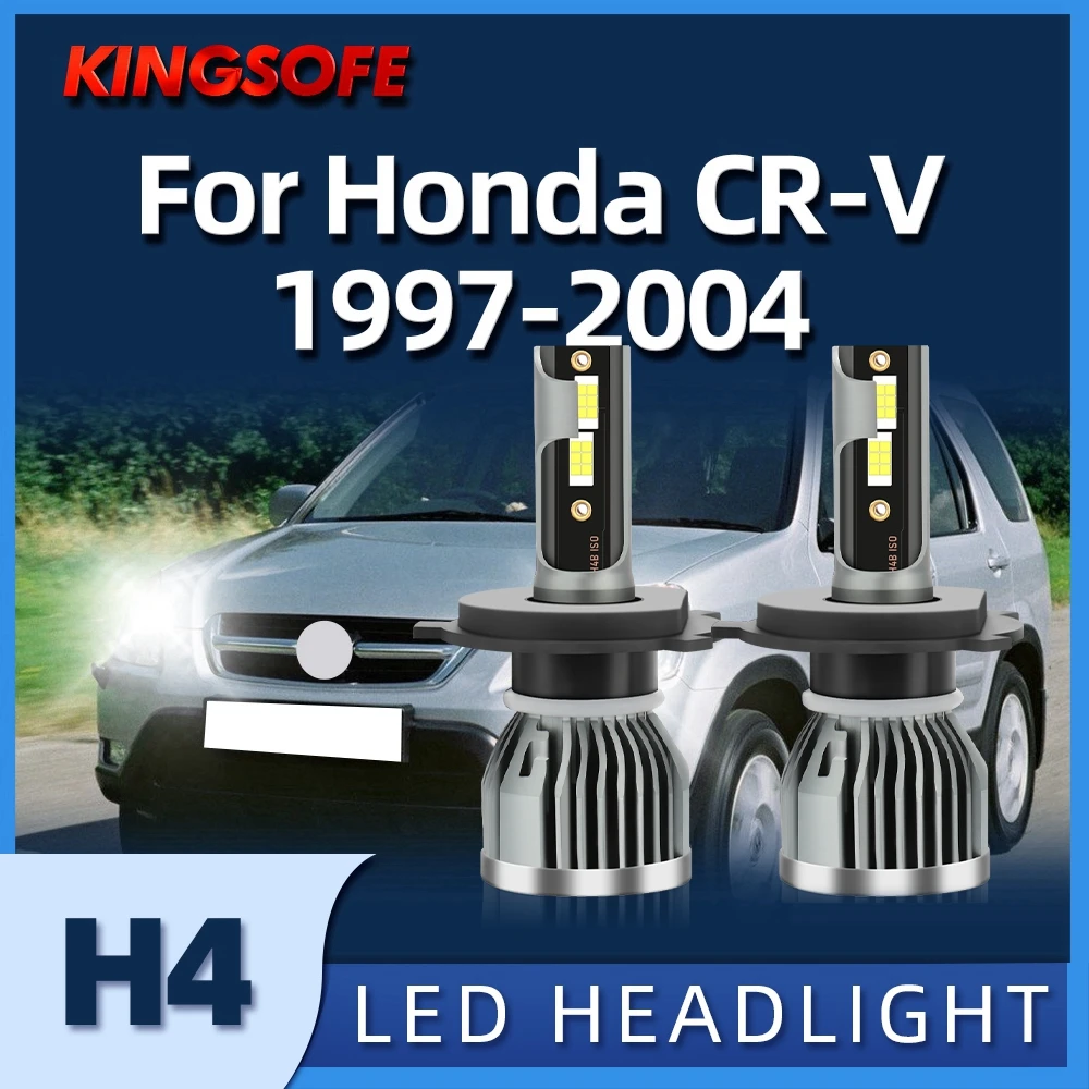 KIONGSOFE Car Lights H4 LED High And Low Beam Headlight Bulbs 6000K For Honda CR-V 1997 1998 1999 2000 2001 2002 2003 2004