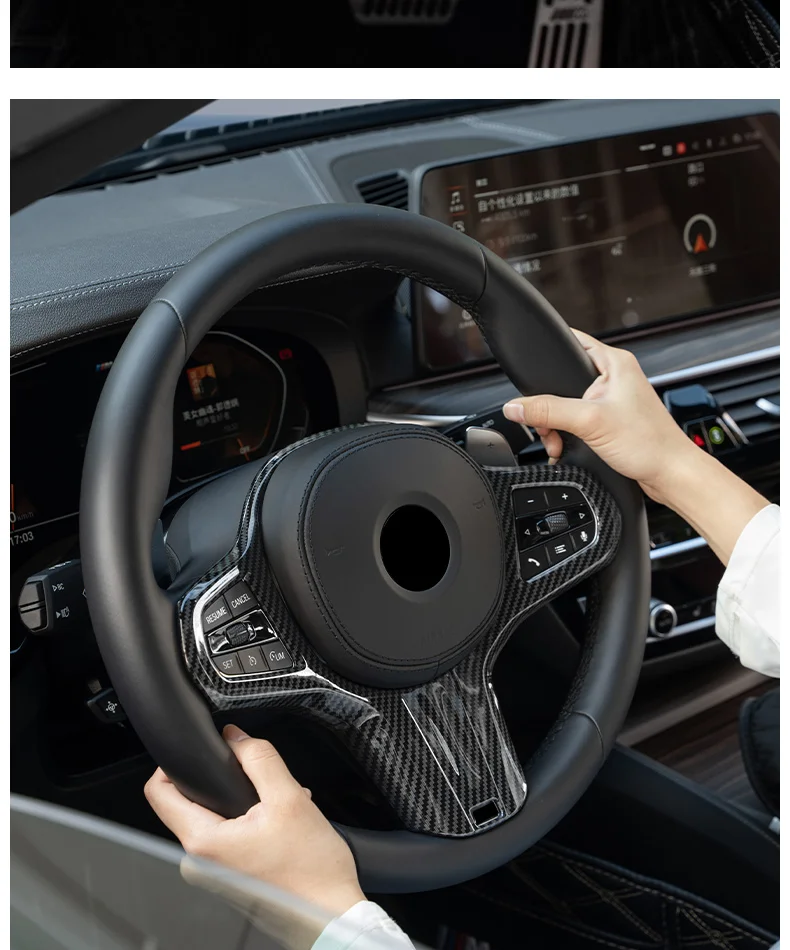 Kohle faser Auto Lenkrad Panel Dekoration Rahmen Abdeckung für BMW M Sport G30 G32 G20 X3 X4 G01 G02 X5 X7 G05 G07 5er – Detail 20