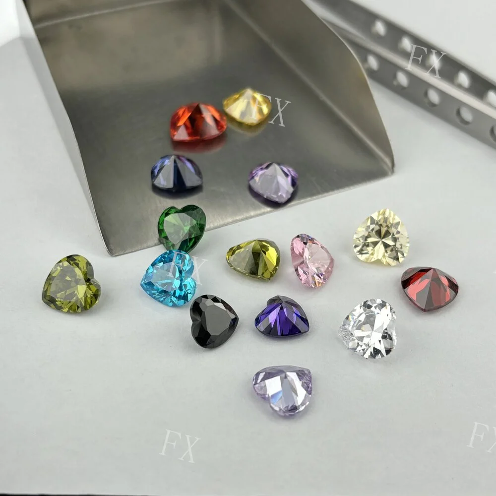 3x3~15x15mm Heart Shape White, Green,Aquamarine, Blue,Orange,Pink AAAAA Cubic Zirconia Loose cz beads for Jewelry