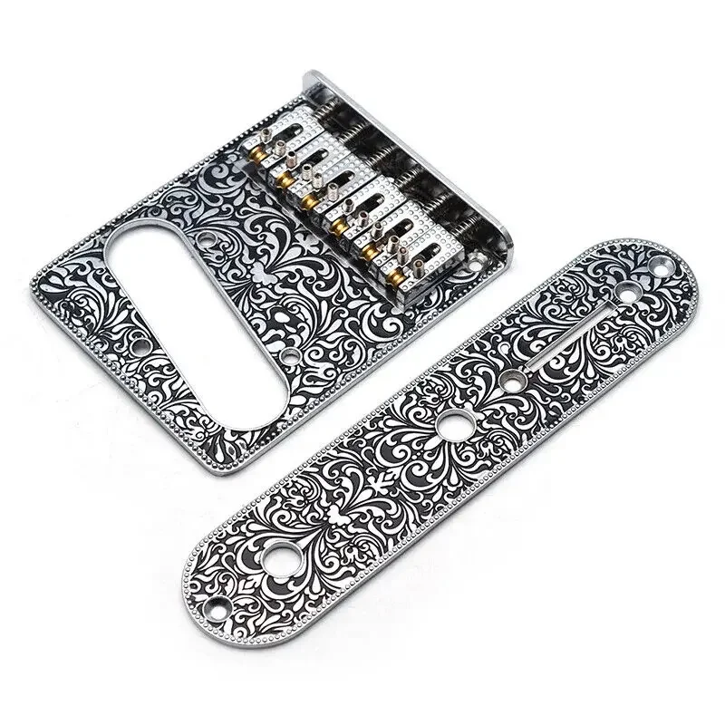 TL Electric Guitar Roller Bridge and Control Plate Engraved Decorative PatternsProfessional Guitar Accessories