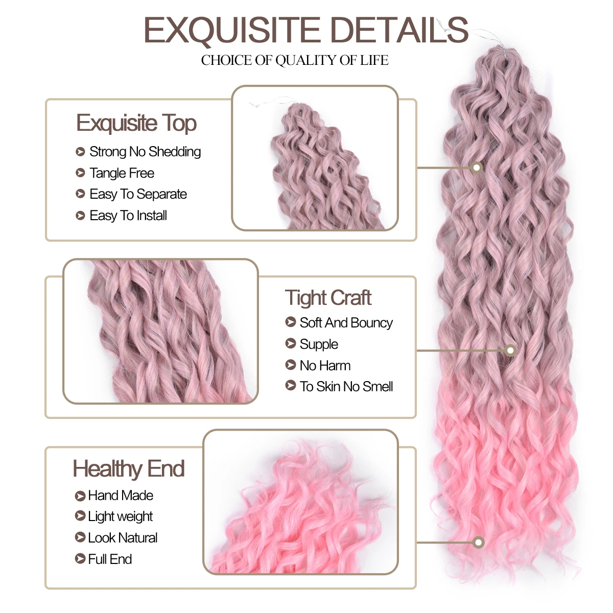 Extensions de cheveux synthétiques Curly Jessica Hair Deep Wavy Twist Crochet Hair Ocean Wave Crochet Braids High Temperature Braiding Extensions de cheveux