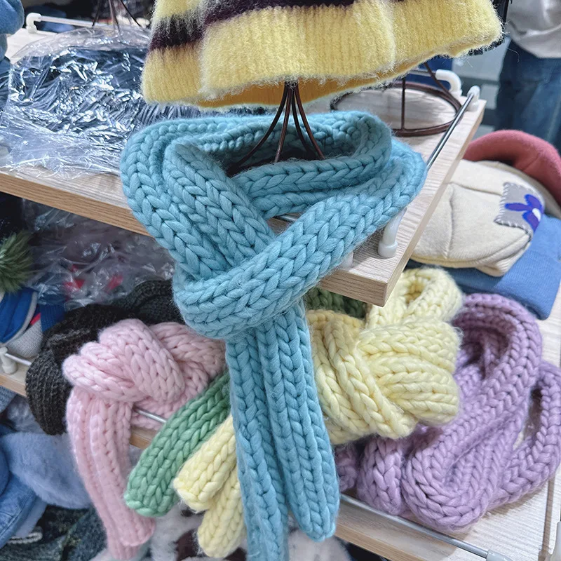 Macaron Colourful Knitted Scarf  Y2K Long Scarf Wome Neck Warmer High Quality Cute Sweet Japanese Collars JK Accessrioes