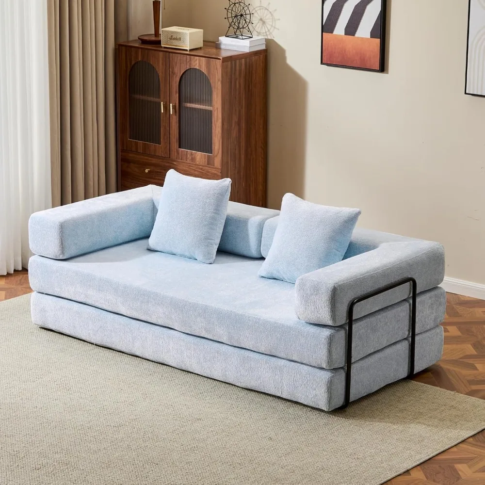 

Convertible Sleeper Sofa Bed, Compression Folding Sofa with Pillow, No Assembly Required, Shape Frame, Floor Sofas Lounge Couch