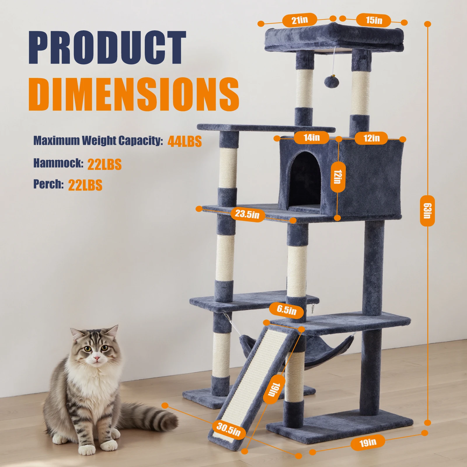 Árbol para Gatos JHK de 63 Pul - Cat Scratching Post Sisal Tree Tower reseña y precio