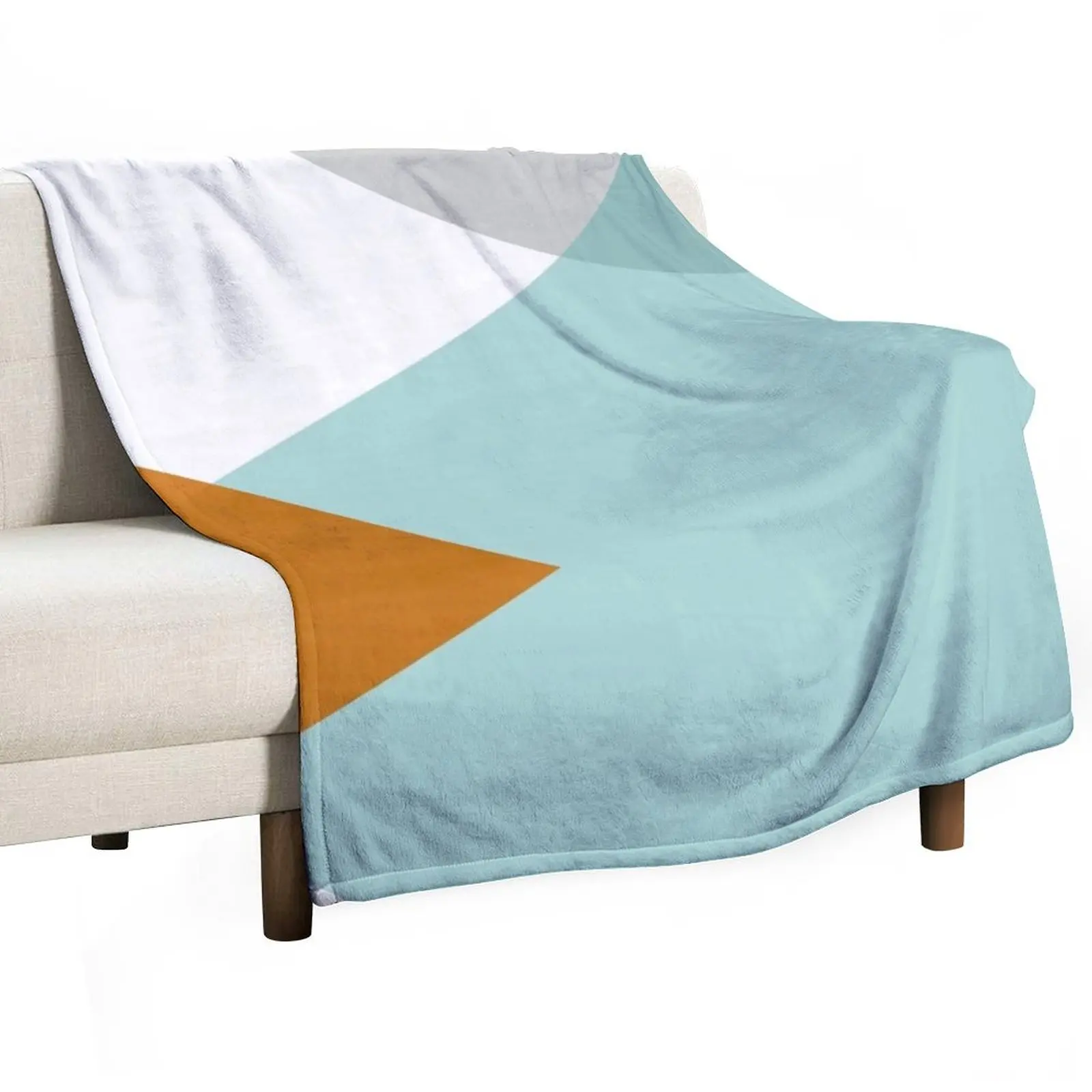 Geometrics - aqua & orange concrete Throw Blanket Warm Hairy Blankets