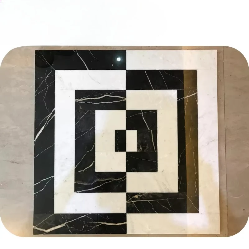 

Elegant black and white stylish tile floor marble design