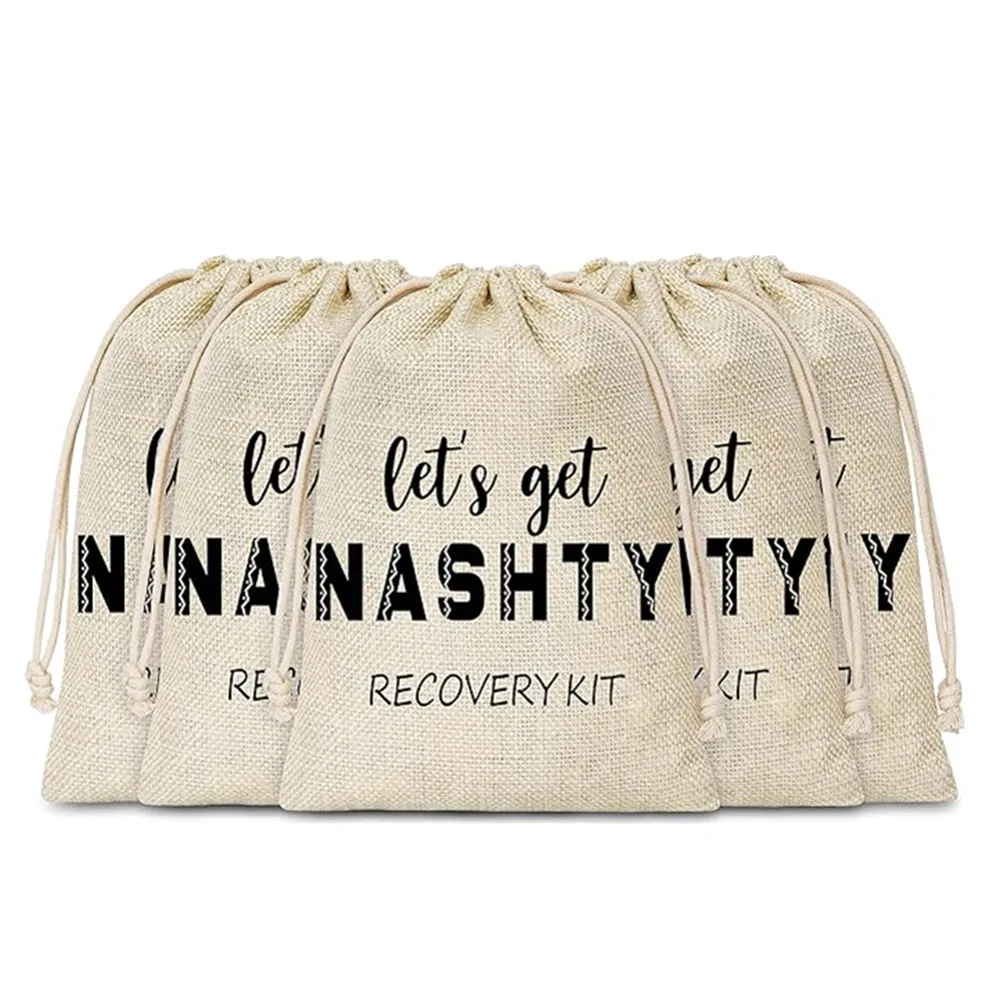 12 Bachelorette Party Gift Bag, Bridal Shower Kit Bag, Let's Get Nashty Party Hangover Kit Bag, Pouches With Drawstring