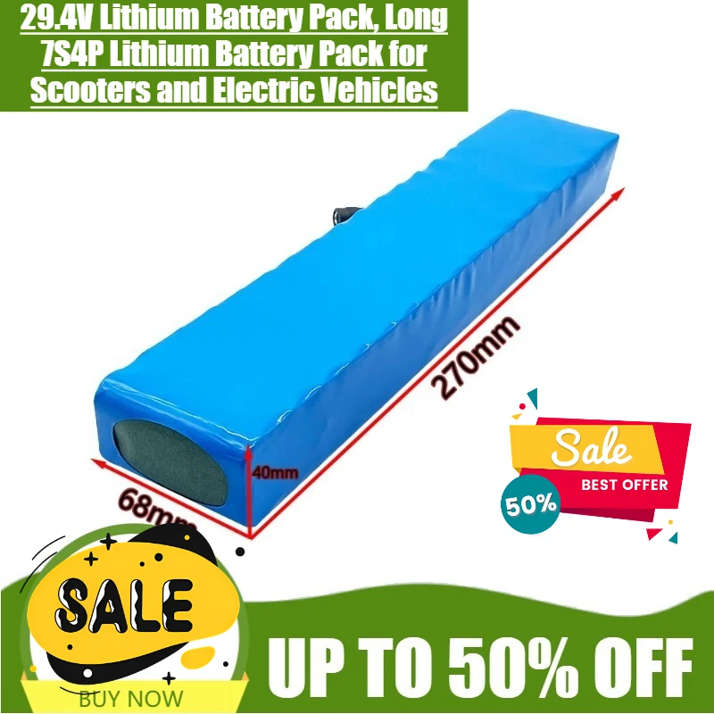 

29.4V Lithium Battery Pack, Long 7S4P Lithium Battery Pack for Scooters and Electric Vehicles