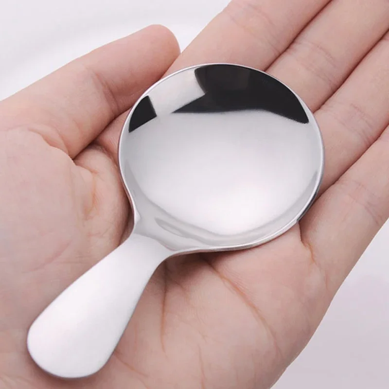 5/1pcs Cute Short Handle Ice Cream Spoon Stainless Steel Round Head Spoons Tableware Dessert Cake Teaspoons Kitchen Accessories