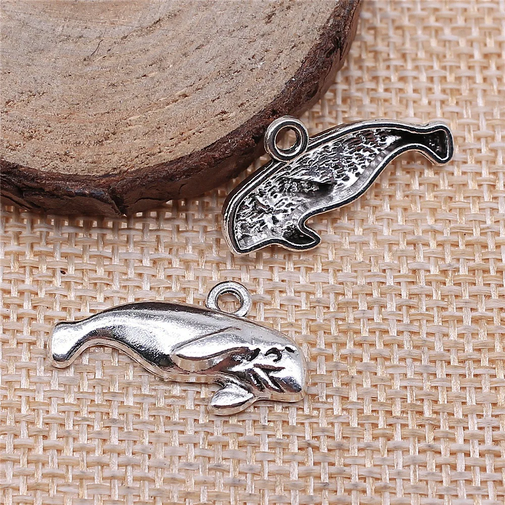 WYSIWYG 10pcs 24x13mm Antique Silver Color Manatee Charms Pendant For DIY Jewelry Making Handmade Jewelry Craft Findings