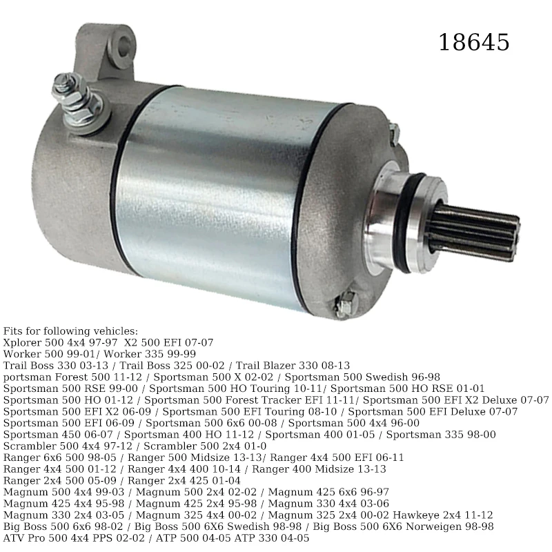 18645 Engine Starter motors Replacement For Starter Polaris Sportsman 500 325 330 335 425 400 ATV UTV Ranger Magnum Accessories