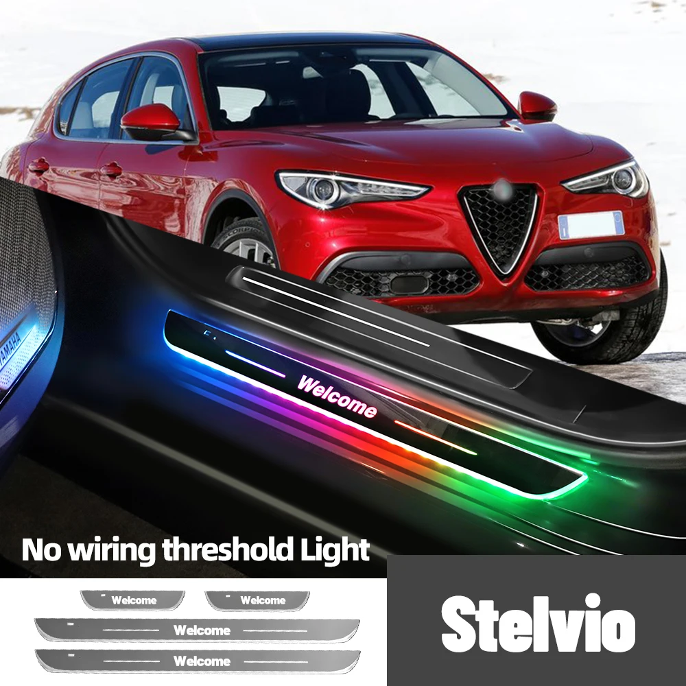 

For Alfa Romeo Stelvio 2016-2023 2020 2021 2022 Car Door Sill Light Customized Logo LED Welcome Threshold Pedal Lamp Accessories