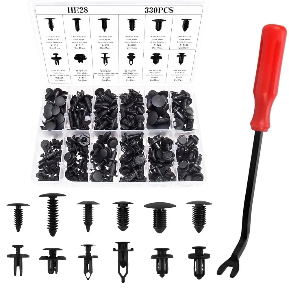 

330 шт., комплект пластиковых заклепок 12 размеров для отделки автомобиля и крепления панели
