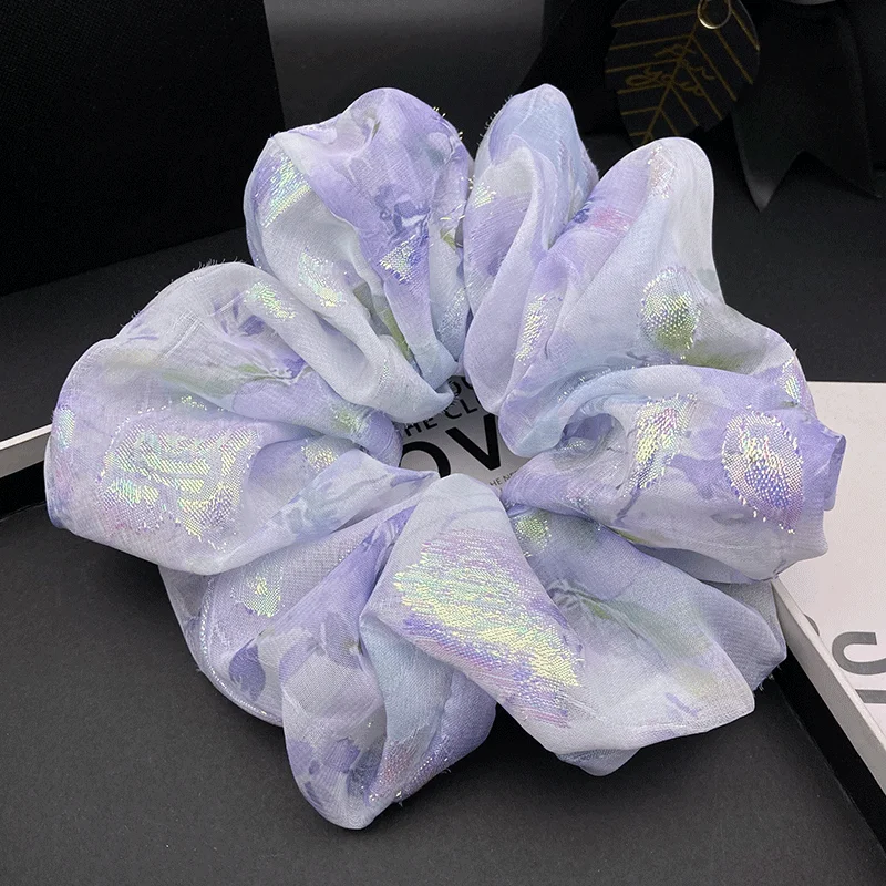 

Elegant purple tie-dye jacquard hairband, Korean style, fashionable and elegant, for tying hair and ponytail, elastic hair acces