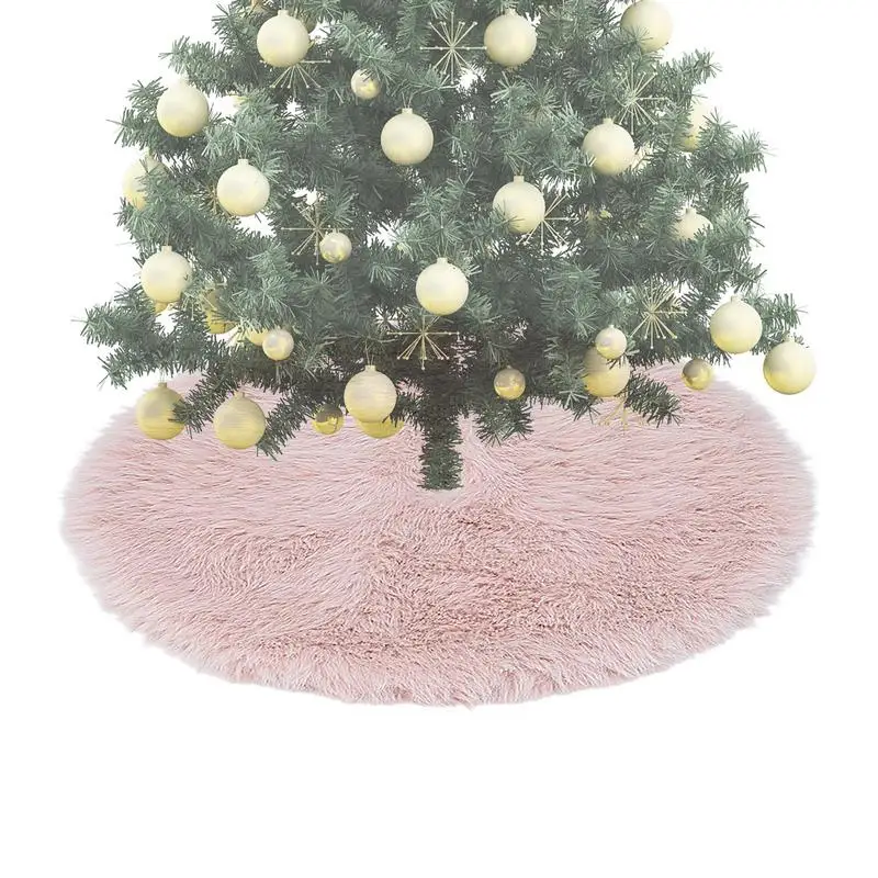 Large Christmas Tree Skirt Double Layers Plush Christmas Tree Decoration Large Rustic Floor Mat Holiday Party Decorations For