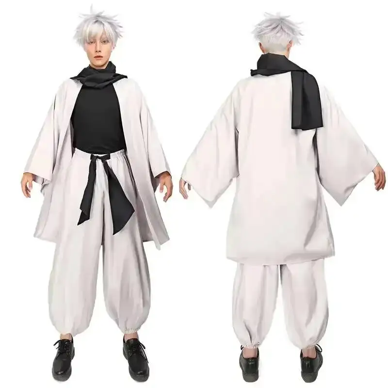 

WSIX Adult Outfits Japan Comic-Con Carnival Clothing Cosplay Haori Kimono Jacket Men With Scarf Satoru Costume