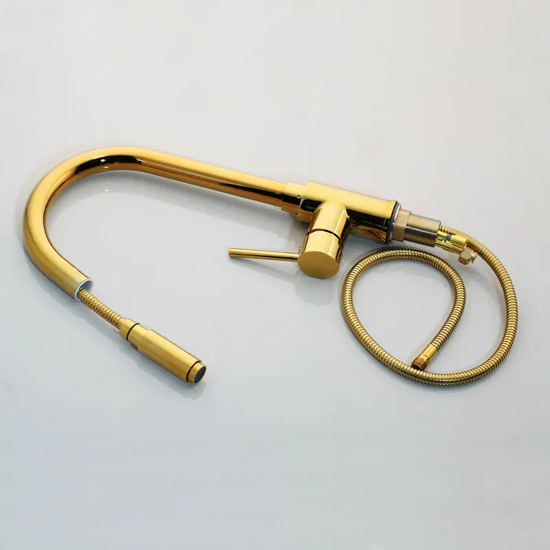 KEMAIDI Newly Arrived Pull Out Kitchen Faucet Gold Sink Mixer Tap 360 degree rotation kitchen Mixer Taps Kitchen Tap