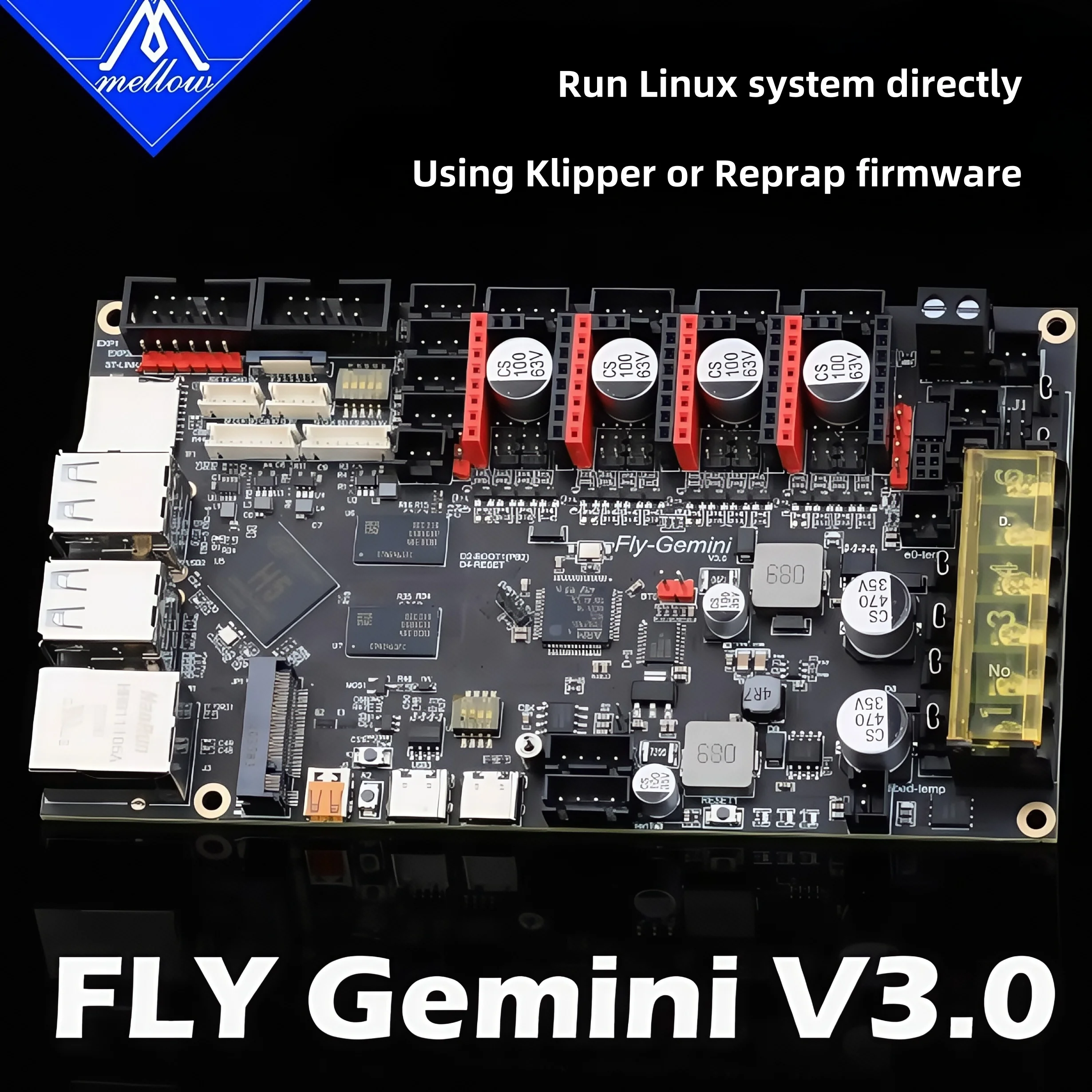 

Mellow Fly3D Gemini 4-axis 3D printer motherboard klipper/RRF firmware running linux