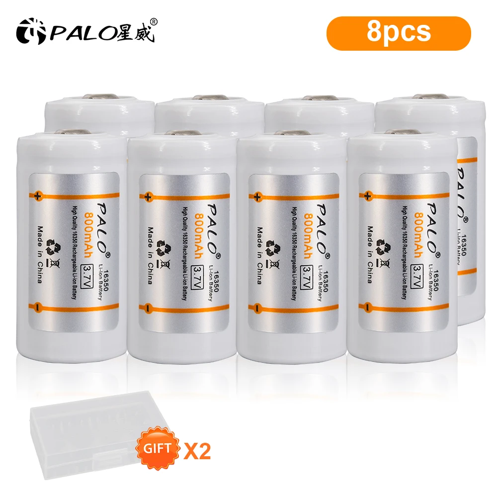 PALO CR123A 16340 Rechargeable Battery 800mAh Lithium Li-ion CR17345 Batteries for LED Flashlight Arlo Security Camera L70