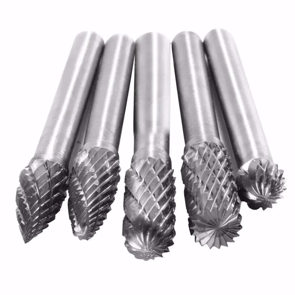 5pcs 6x8mm Tungsten Carbide Burrs Carving Bit Double Cutter for Rotary Burring Set File Grinder Cutter Bits ACDFG/ADEFG/ADFGL