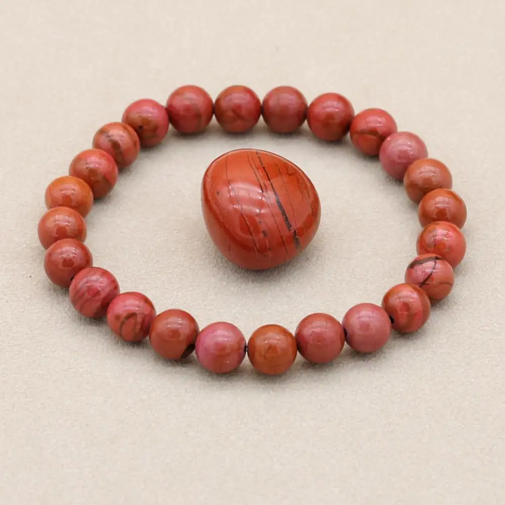 8mm Red Jasper Beaded Bracelet Tiger's Eye Apatite Chakra Strand Charm Bracelet Fashion Handmade Jewelry for Women Men