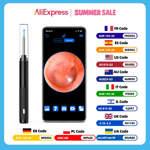 KERUI-Kit de eliminación de cera de oído inteligente, limpiador de oídos con herramienta de limpieza de oídos, cámara HD de 5MP, otoscopio de endoscopio