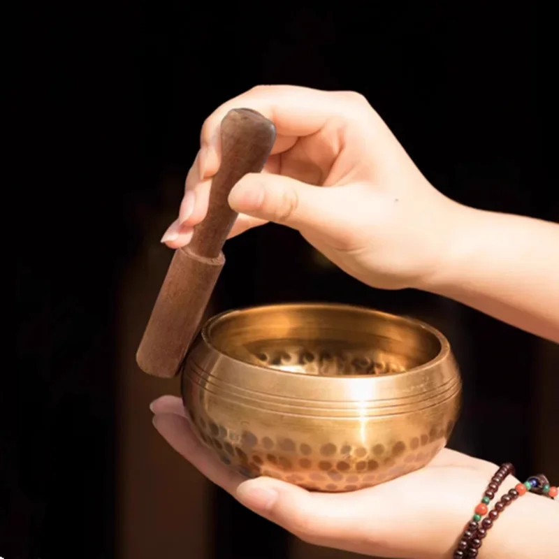 

Tibetan Handmade Brass Singing Bowl Yoga Meditation Bowl for Sound Healing Stress Relief Buddha Mindfulness Bowl Instrument