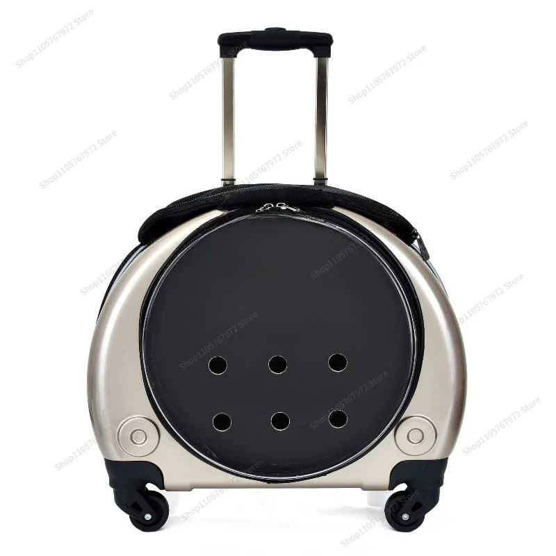 For Pet Suitcase Transparent Trolley Case Bag Going Out Portable Dog Space Capsule Trolley Backpack