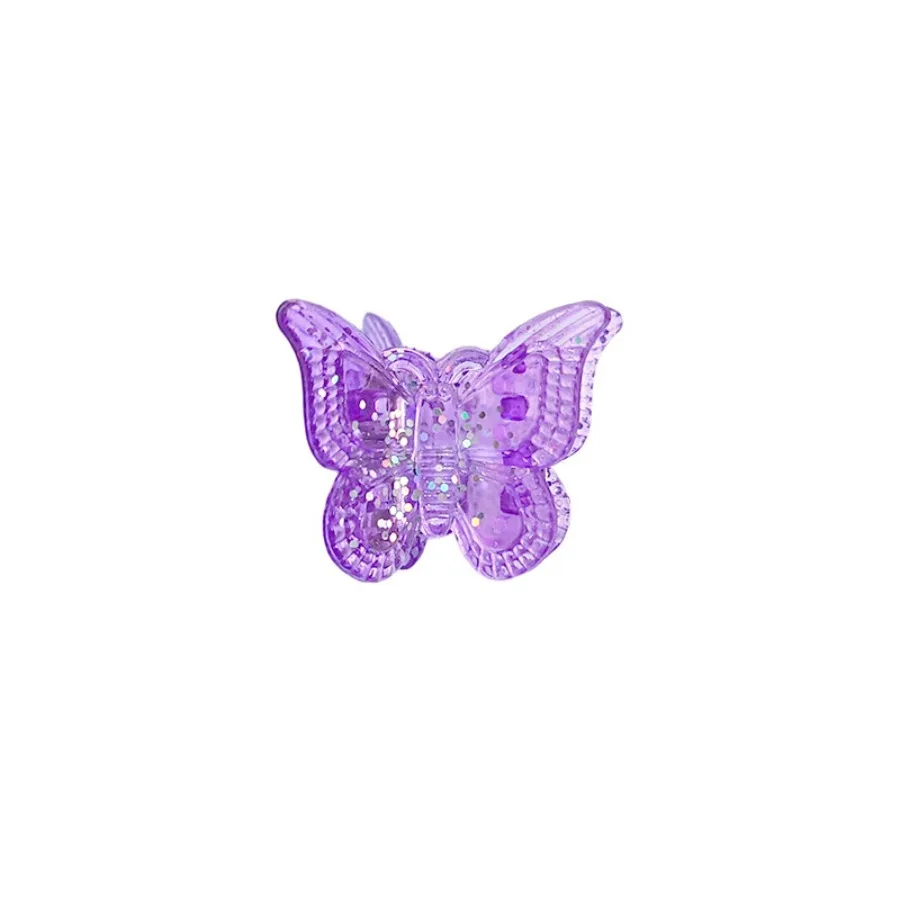 Amazon hit flash powder butterfly small grab clip jelly color plastic hairpin princess head hair plaited mini hairpin claw clip