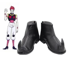 Hyskoa Hisoka Anime Cosplay Black Shoes Boots Custom-Made Halloween Party Costum               e Props Accessories Wig Adult Men