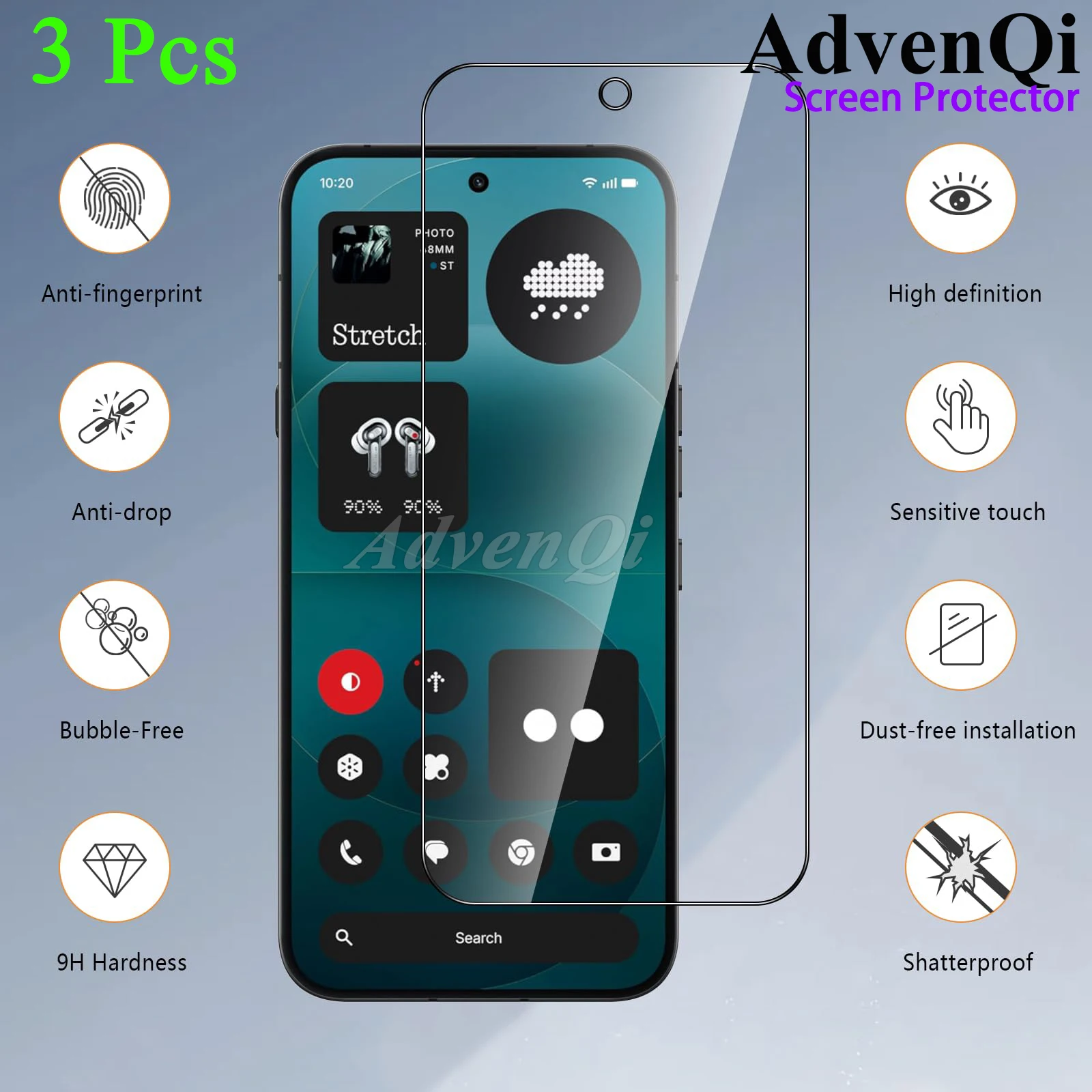 

3Pcs For Nothing Phone 4a Pro Screen Protector Tempered Glass Crystal HD Mica 9H Protective Anti Scratch