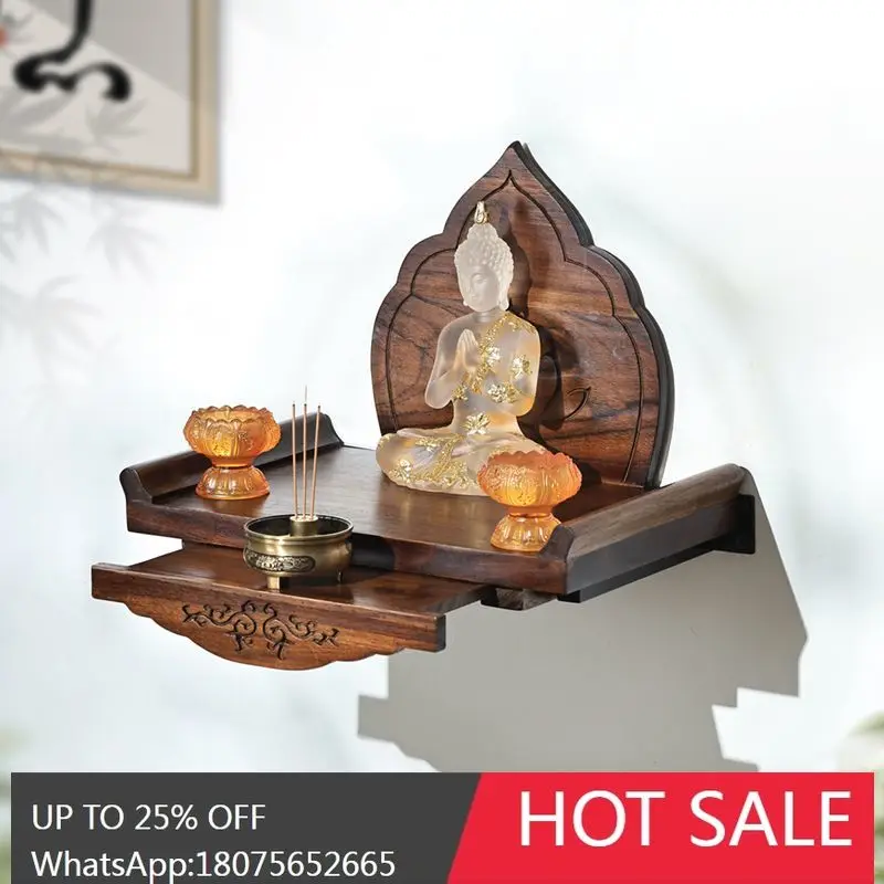 SGF Altar Wall-Mounted Rack God of Wealth Display Cabinet Household Offering Table Incense Case