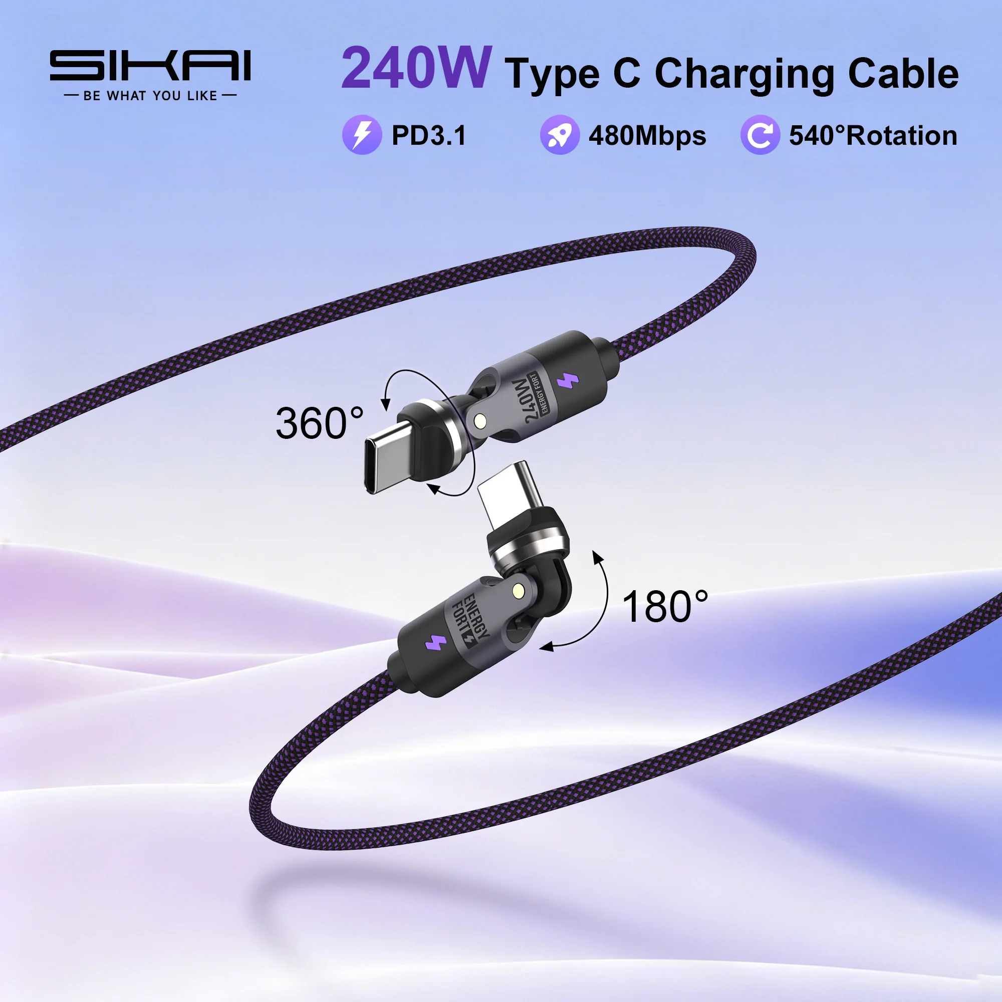 540-°-cabo-carregador-usb-c-rotativo-para-tipo-c-240w-com-carregamento-rapido-conversor-tipo-c-para-macbook-iphone-17-samsung-s25