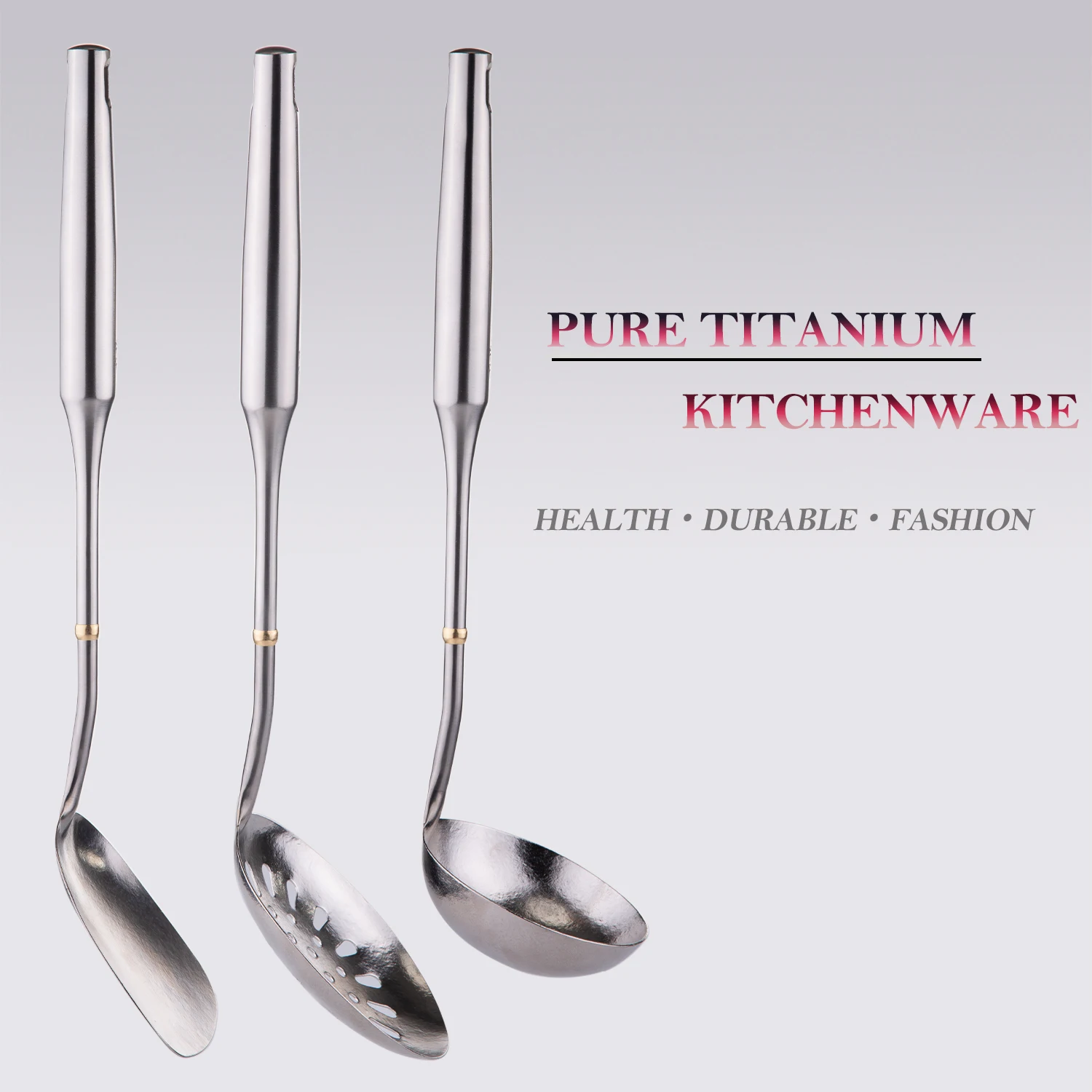 TiTo Titanium Healthy Family Kitchen Utensils Spatulas Ladle and Skimmer ultralight Cookware Kitchen Turners Barbecue Spatulas