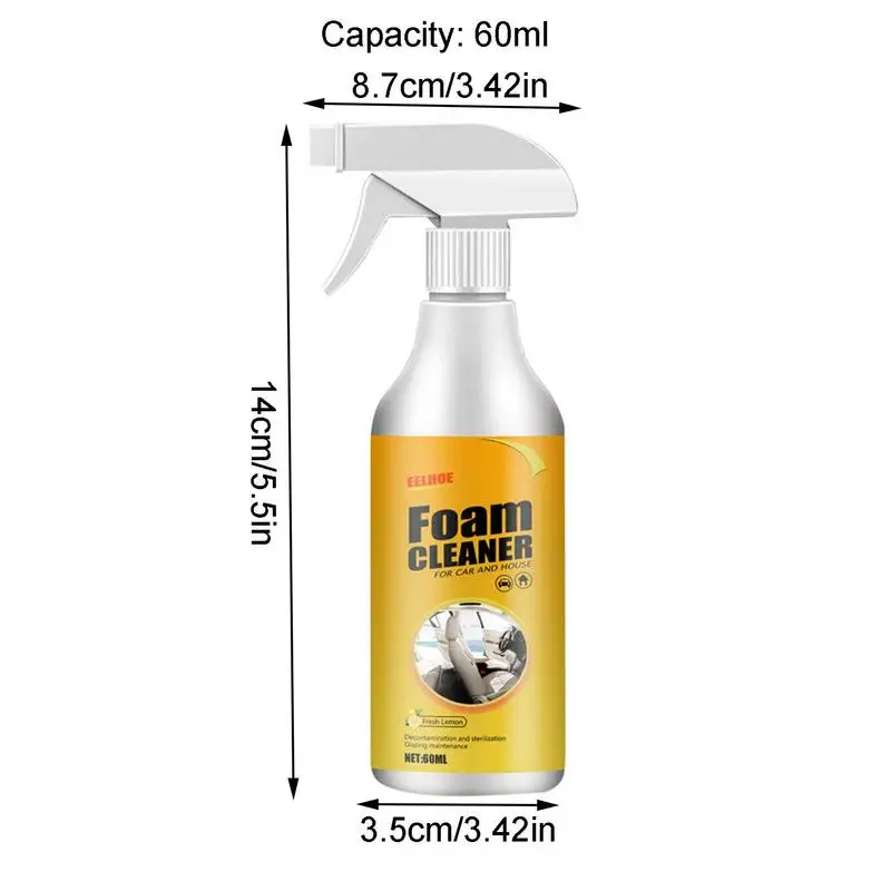 60ml Carro Espuma Cleaner Automoive Interior Do Carro Couro Plástico Home Wash Manutenção Superfícies Spray Multipurpose Espuma Removedor De Poeira