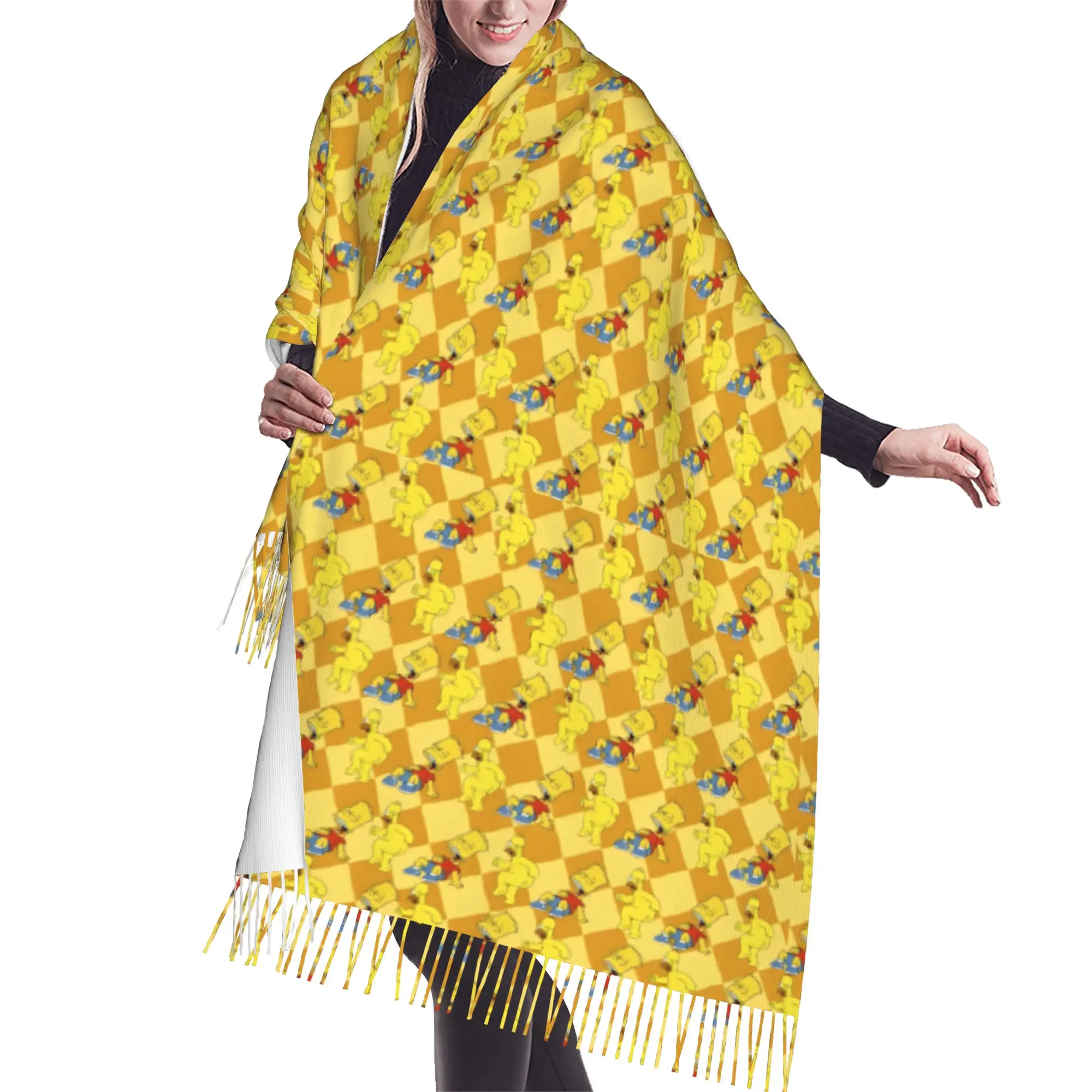 Custom Printed S-Simpsonsed Anime Scarf Women Men Winter Warm Scarves Homer Cartoon Shawl Wrap