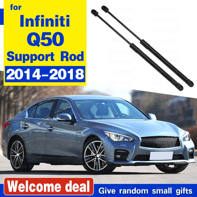 2PCS For Infiniti Q50 2014 2015 2016 2017 2018 Car Bonnet Hood Supports Rods Spring Shock Absorbe Gas Struts hydraulic rod strut