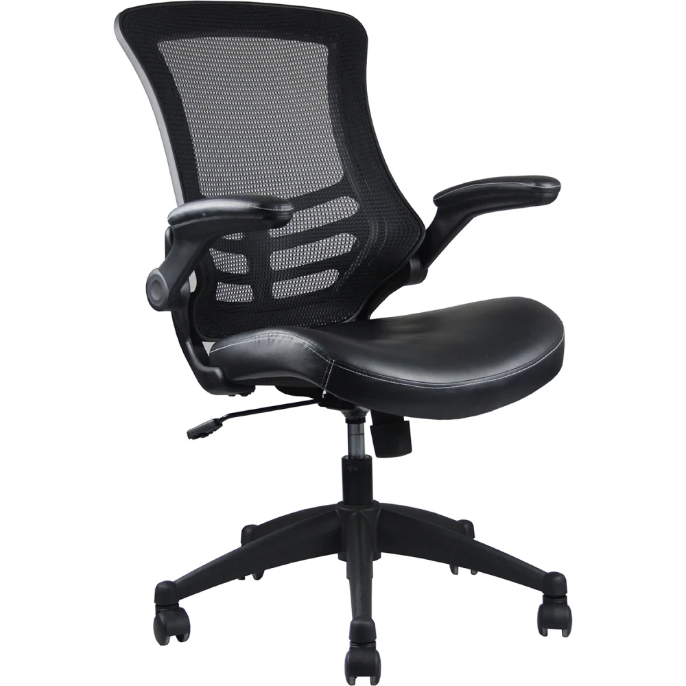 Techni Mobili Stylish Mid-Back Mesh Office Chair with Adjustable Arms, Black