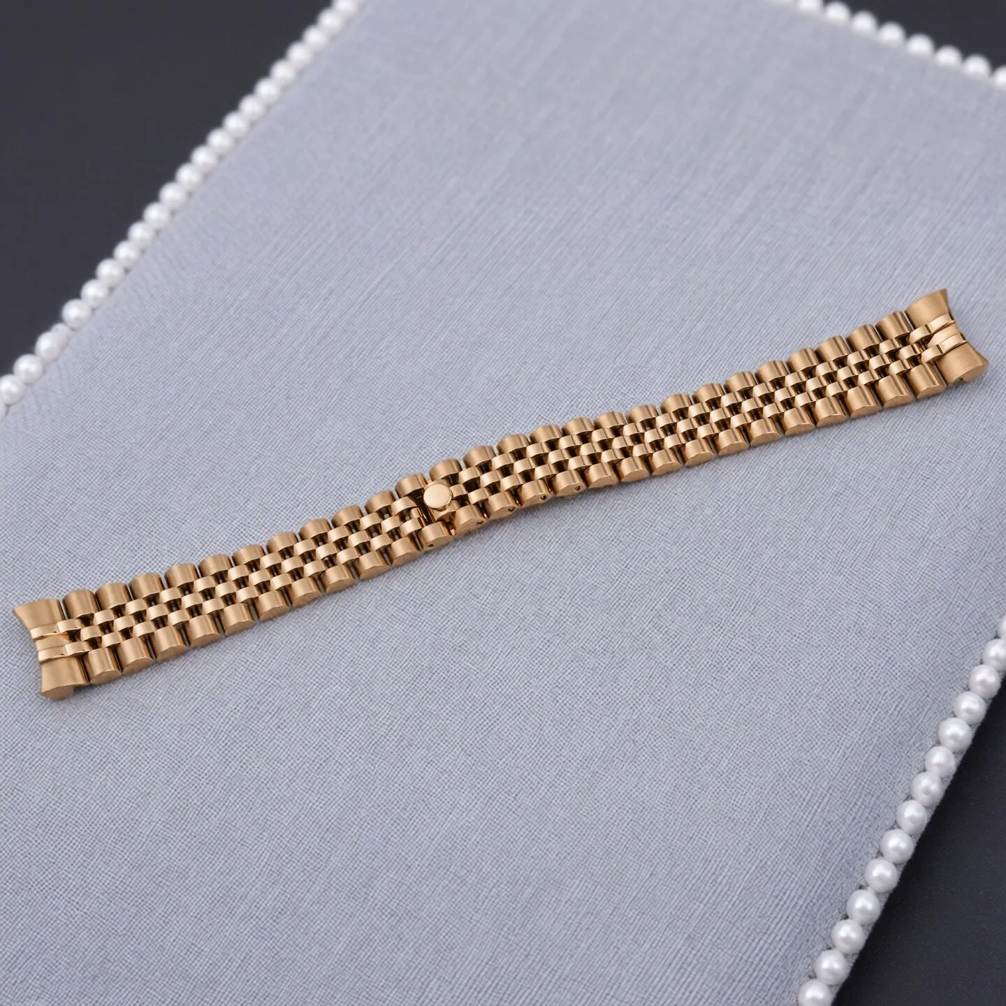 17-ミリメートルステンレス鋼時計ストラップジュビリーゴールドシルバーローズゴールドブレスレットバンド女性用デイトジャストフィット-33-ミリメートルケース修正パーツ