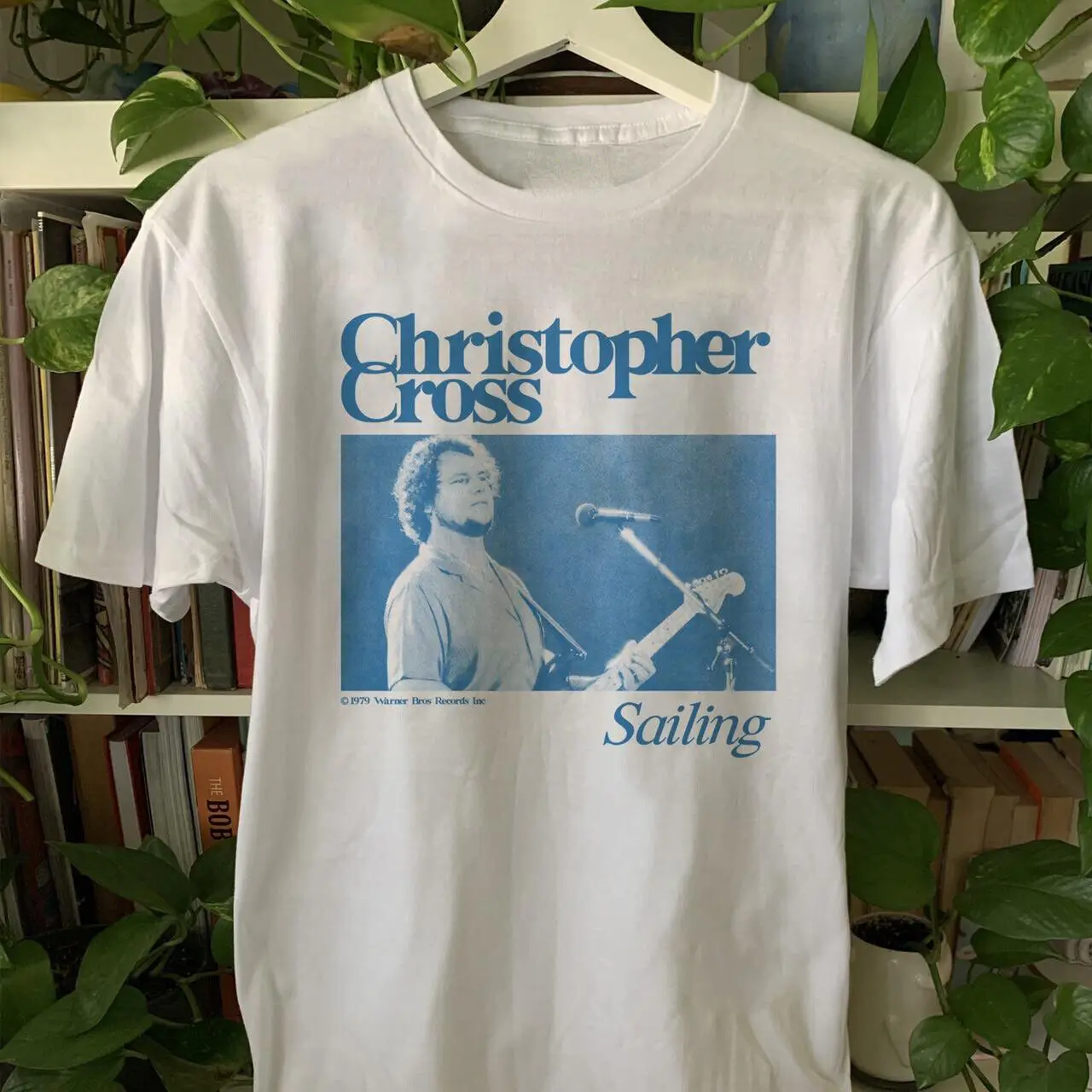 Vtg Christopher Cross Salling Cotton All Size Unisex White Tee Shirt J637