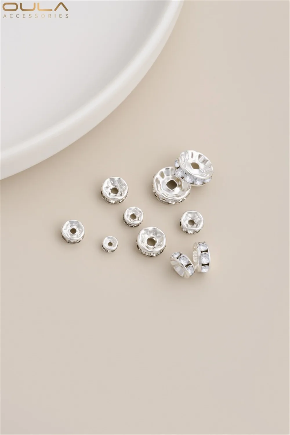 Diy Handcrafted Thick Silver Water Diamond Ring Bead Separator Wheel Abacus Disk Bead Diamond Separator Bead Strading Accessory