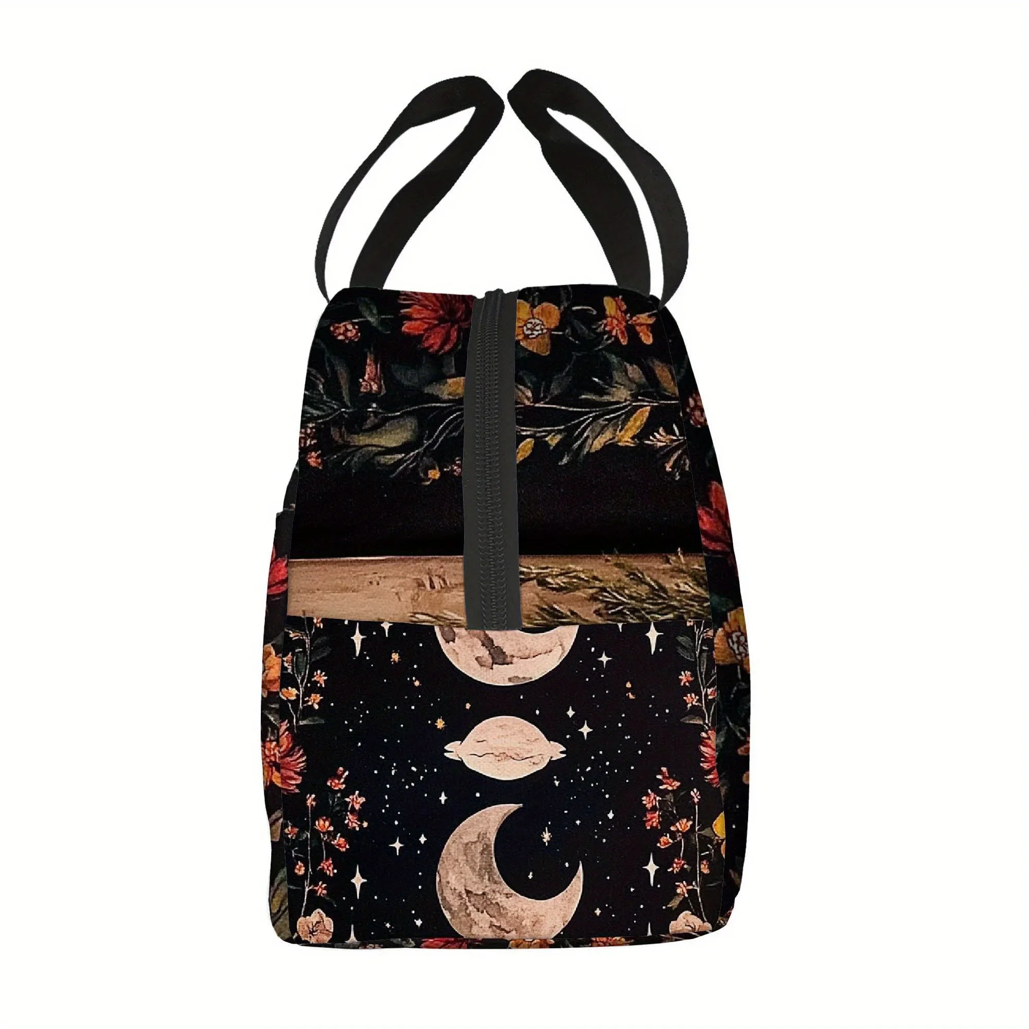 Celestial Moon Floral Lunch Tote Bag Insulated Thermal Portable Keep Food Fresh