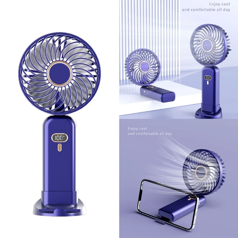 Handheld Cooling Fan 5 Speed Mini Desk Fan Low Noise Foldable Fan for Bedroom Outdoor Camping Travel Easy to Use