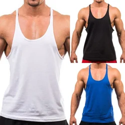 Glaçure de fond de base simple solide pour hommes, entraînement musculaire, dos racerback, haut précieux, maillot de corps en fibre