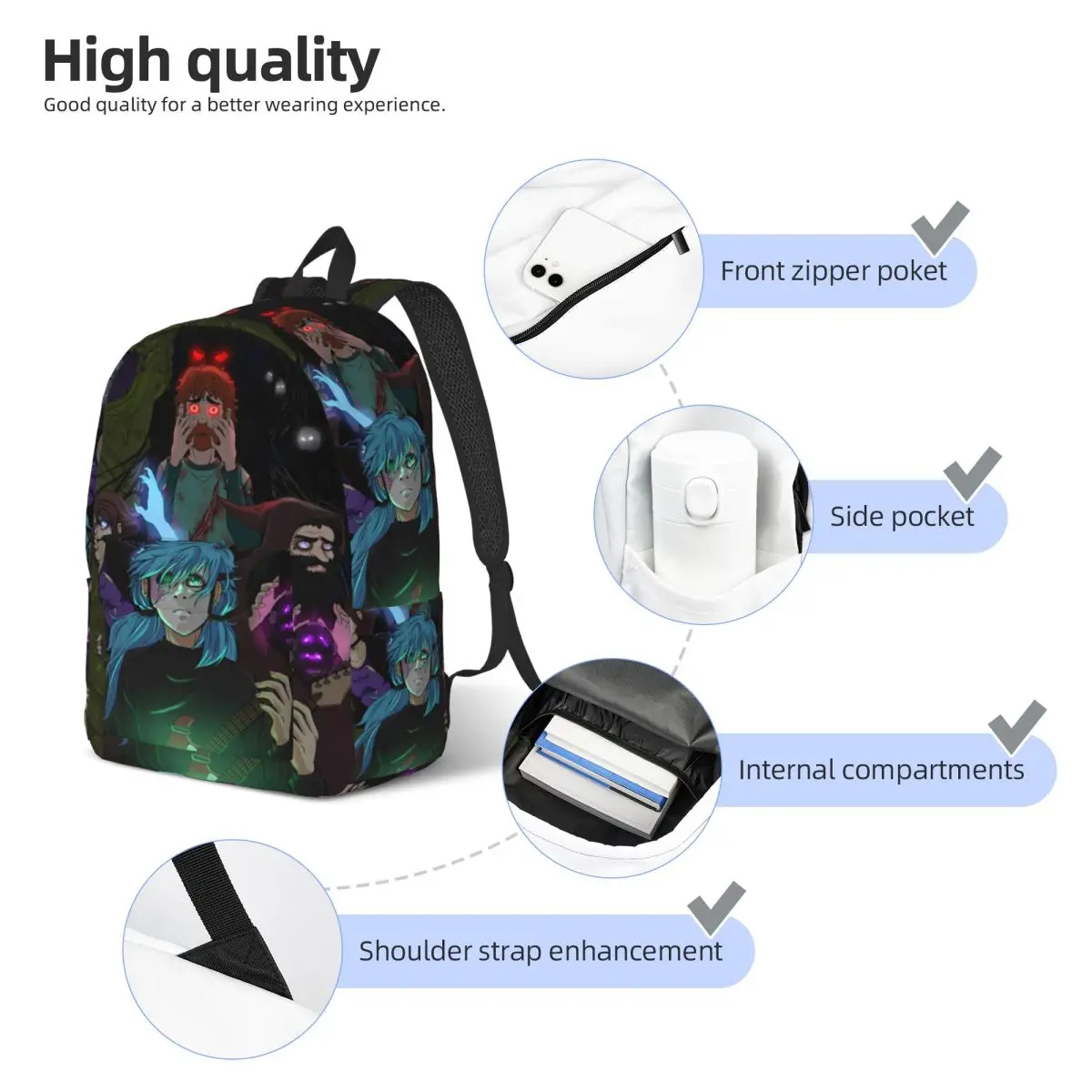 Mochila Sally Face Game Anime SF para hombres y mujeres, mochila informal de negocios para estudiantes, mochila de terror Sal Fisher, bolsas de lona para ordenador portátil, deportes