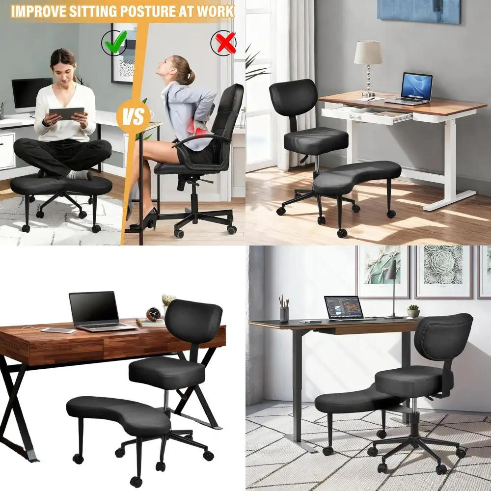 

360 ° Эргономичное офисное кресло с поворотным механизмом для взрослых, для людей с СДВГ и медитации, регулируемая высота, удобная поддержка спины, черная сетчатая конструкция